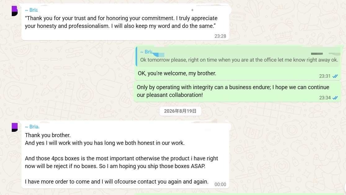 Customer feedback about careful cargo packaging
